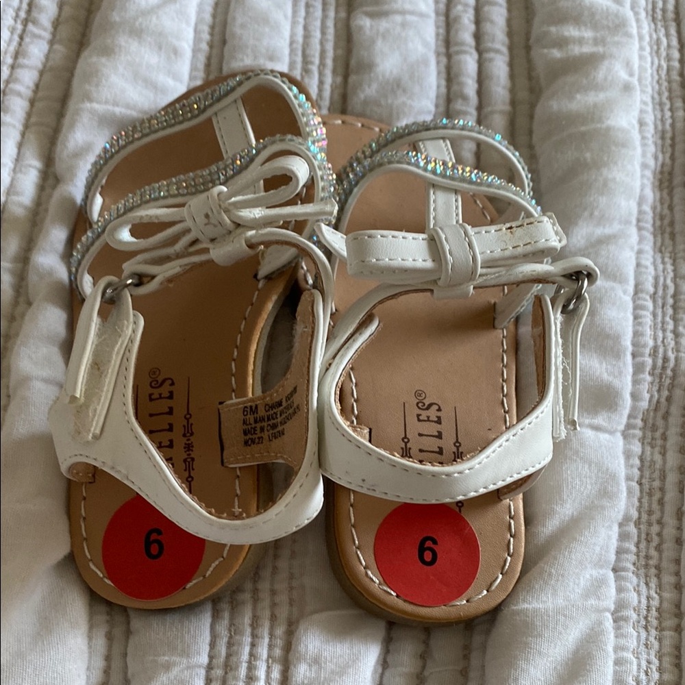 White Rhinestone Kids Sandals - Picture 2 of 3